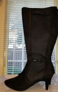 Lane Bryant Wide Calf Black Faux Suede Boots